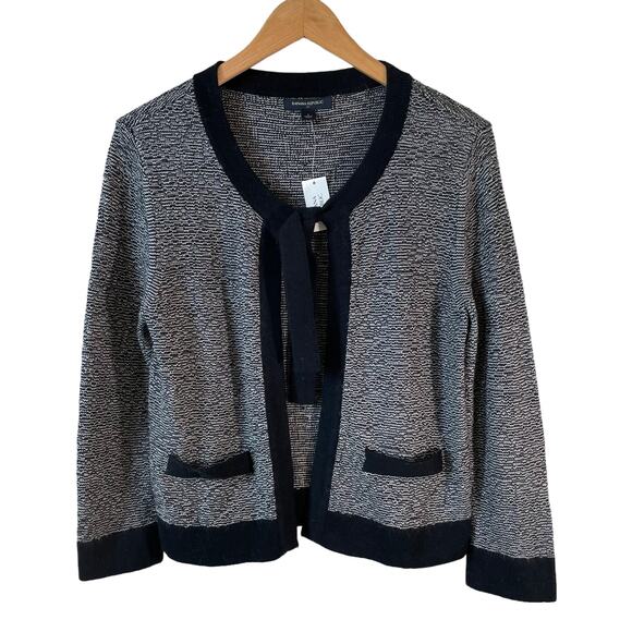 NWT BANANA REPUBLIC Angora Blend Cardigan Sweater Black White Women's Size Small